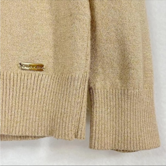 Calvin Klein Metallic Sparkle Gold Turtleneck Sweater NWT - Picture 8 of 8